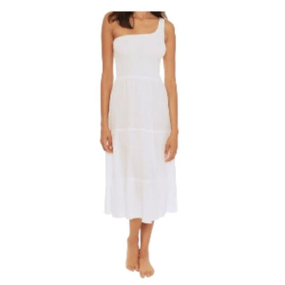 Becca Ponza Smocked Cover-up Midi Dress White Small NWT - Picture 1 of 3